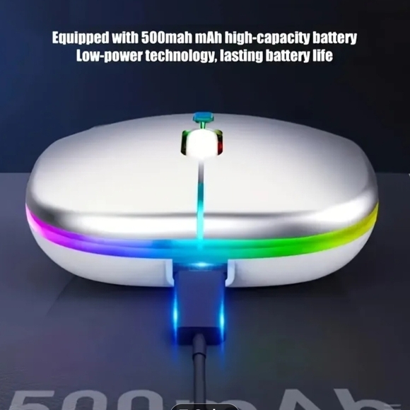 Wireless Rechargeable LED Mouse - Gray - Picture 3 of 8